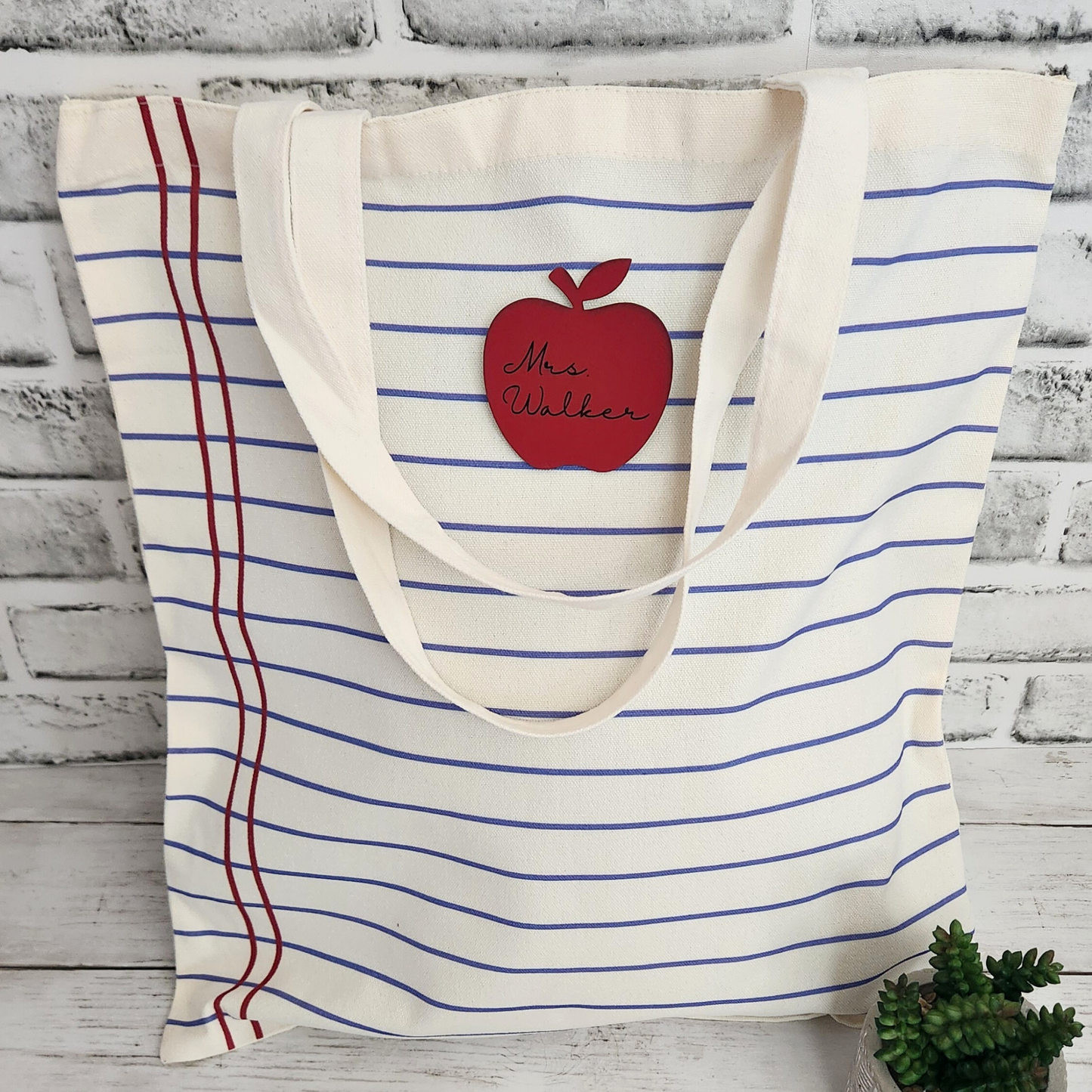 Personalized Teacher Canvas Tote Bag