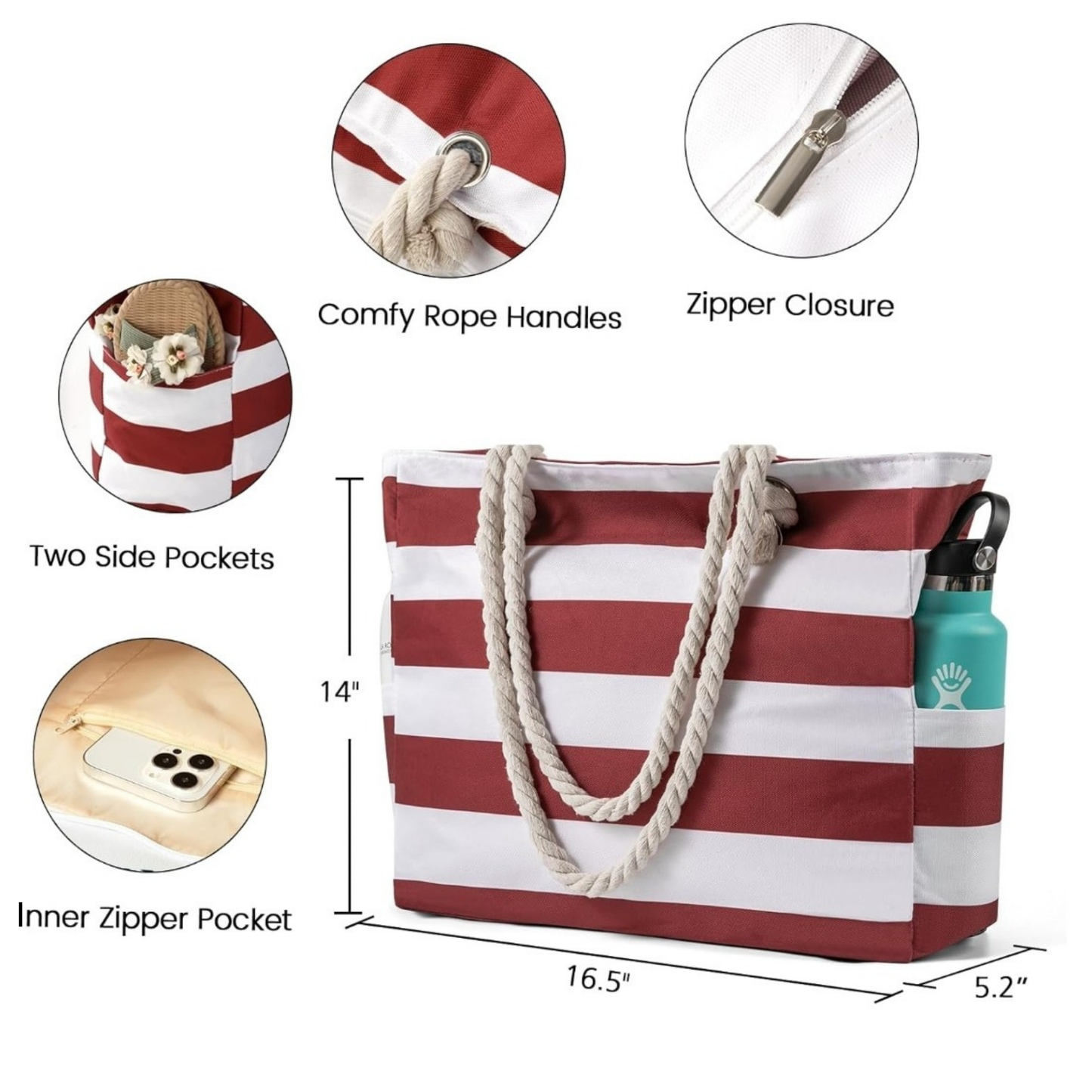 Beach Striped Tote Bag