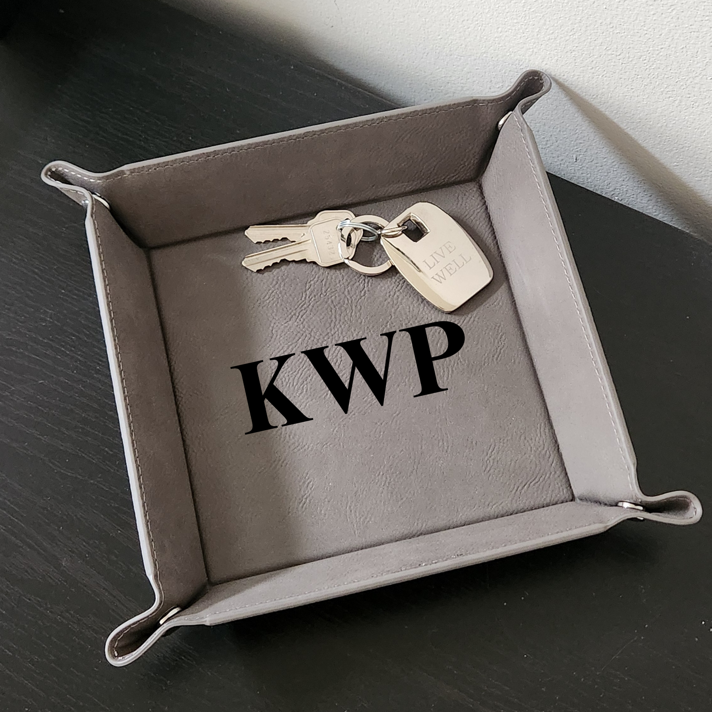 Personalized Vegan Leather Valet Tray