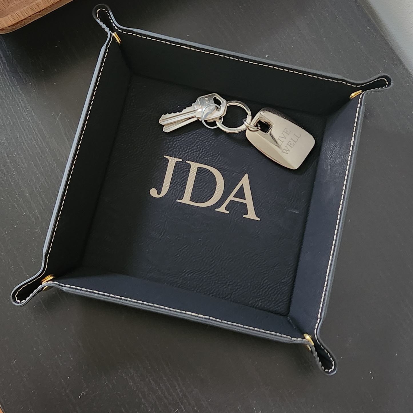 Personalized Vegan Leather Valet Tray