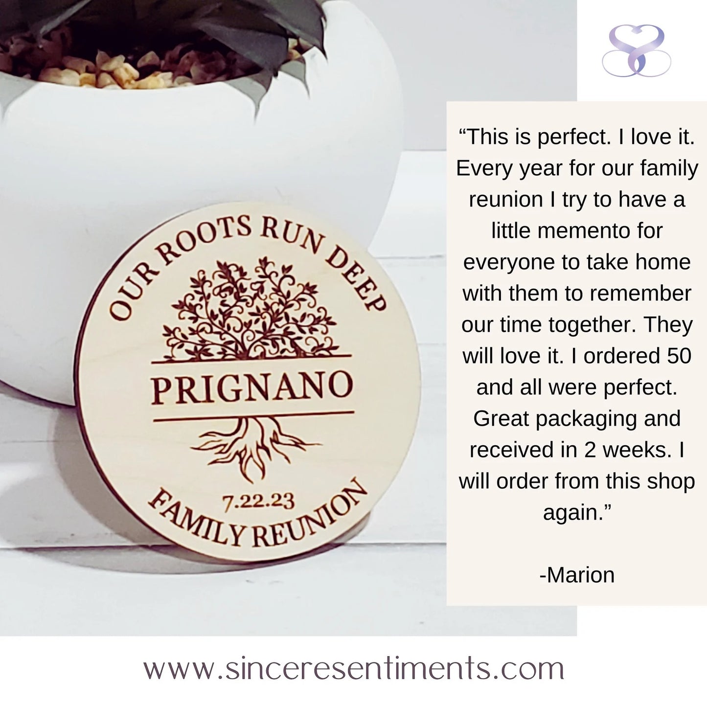 Our Roots Run Deep Family Reunion Engraved Magnet Party Favor testimonial