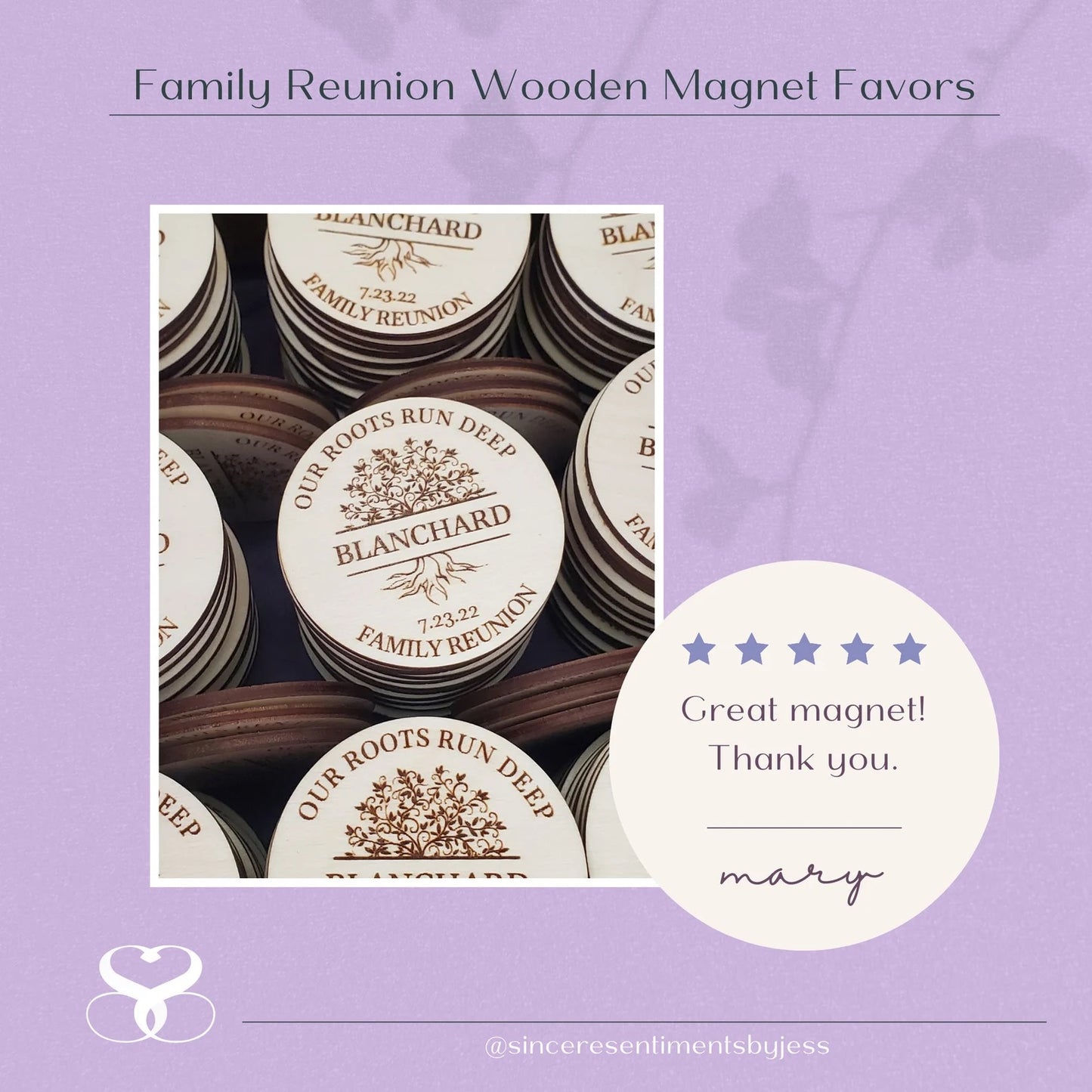 Review of Our Roots Run Deep Family Reunion Engraved Magnet Party Favor