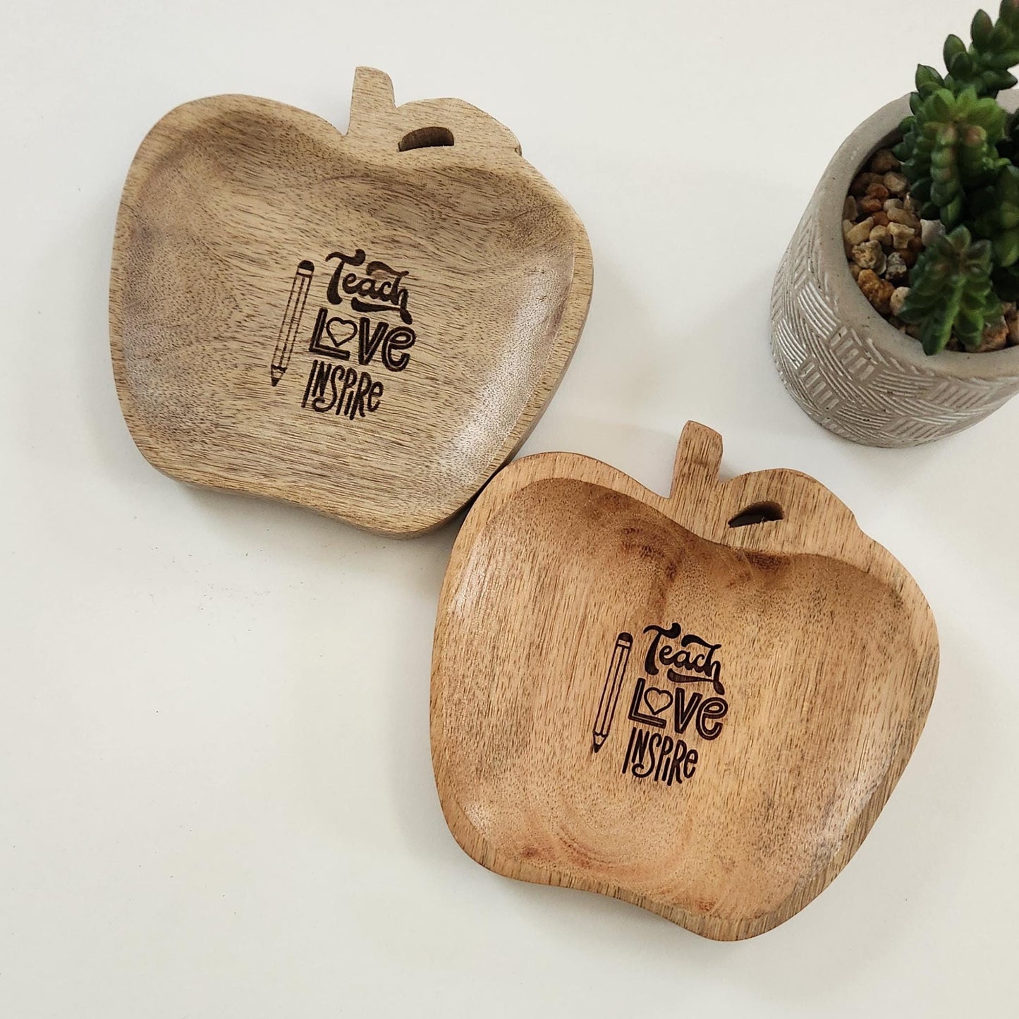 Wooden Apple Jewelry Ring Dish