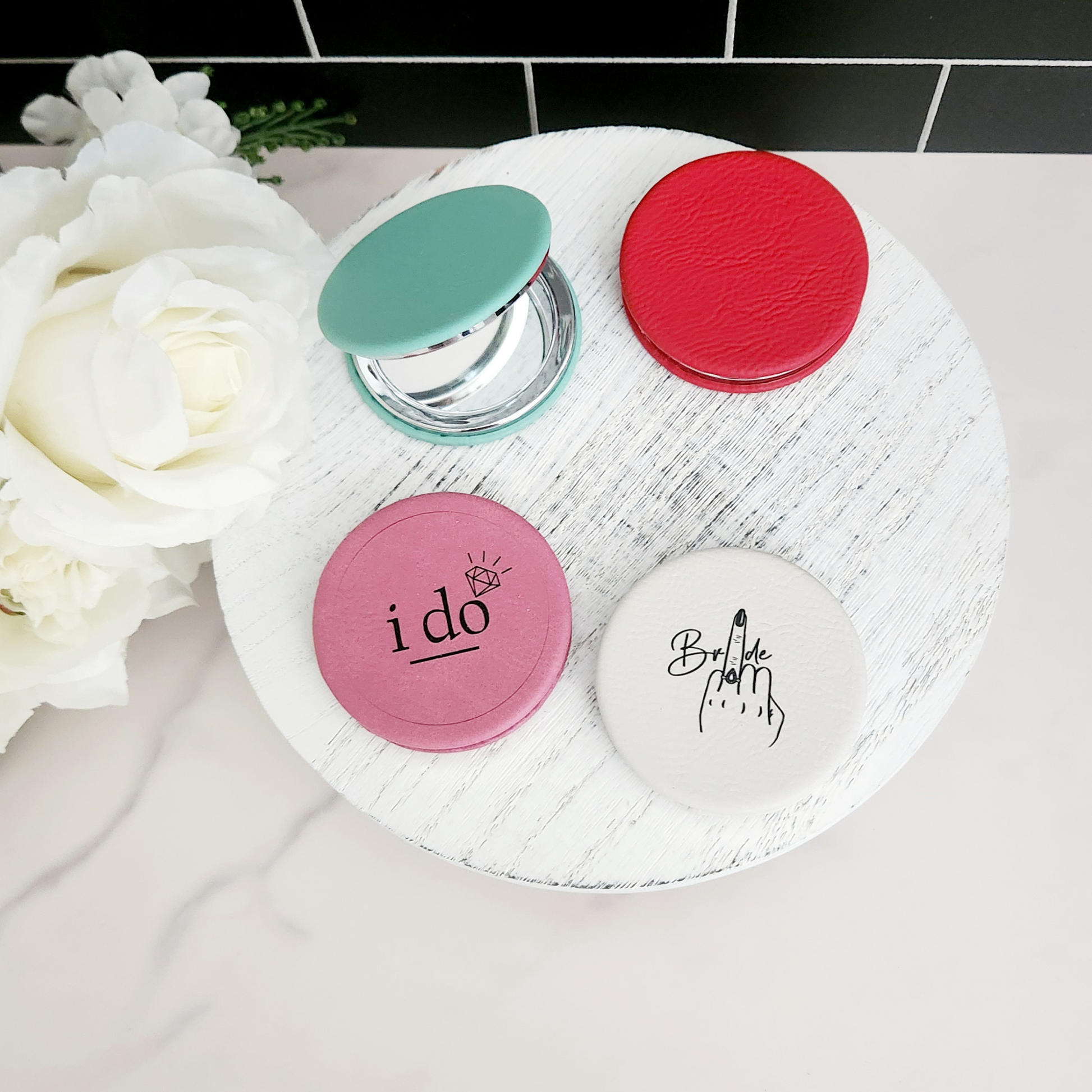Bride Vegan Leather Compact Mirror