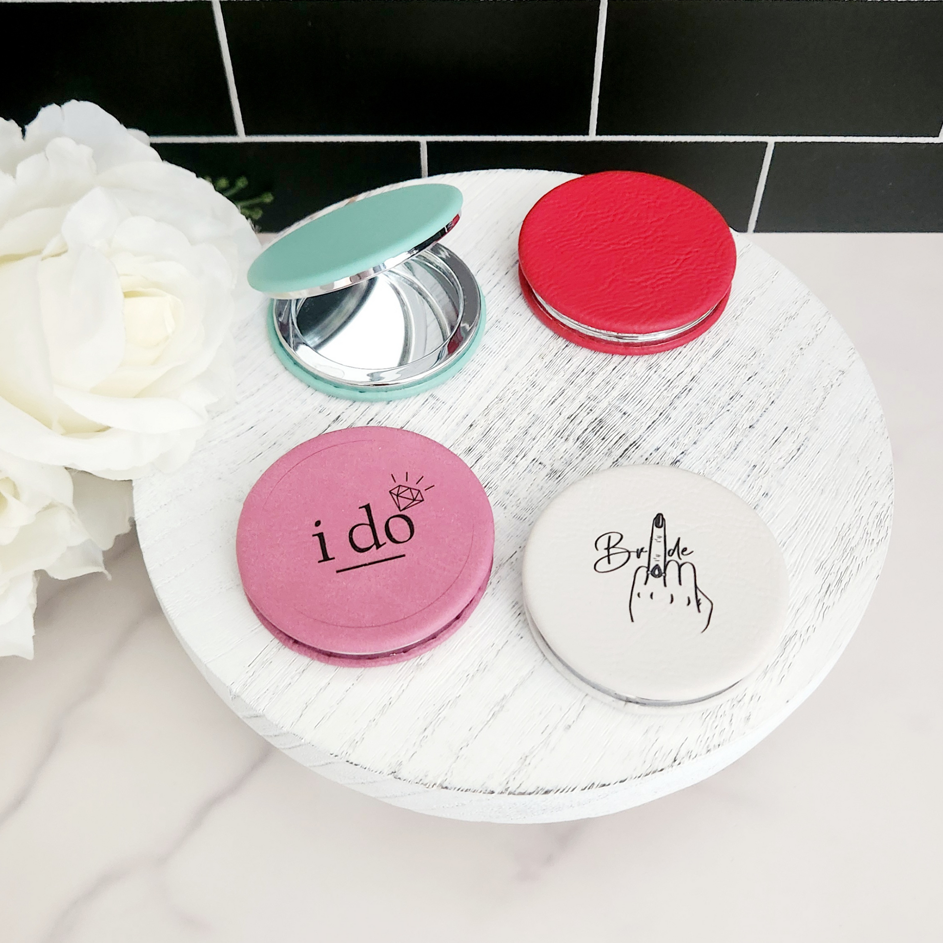 Bride Vegan Leather Compact Mirror