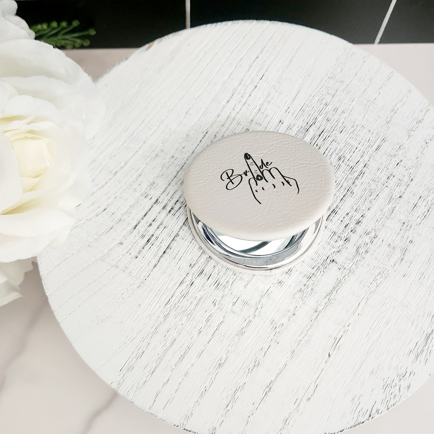 Bride Vegan Leather Compact Mirror