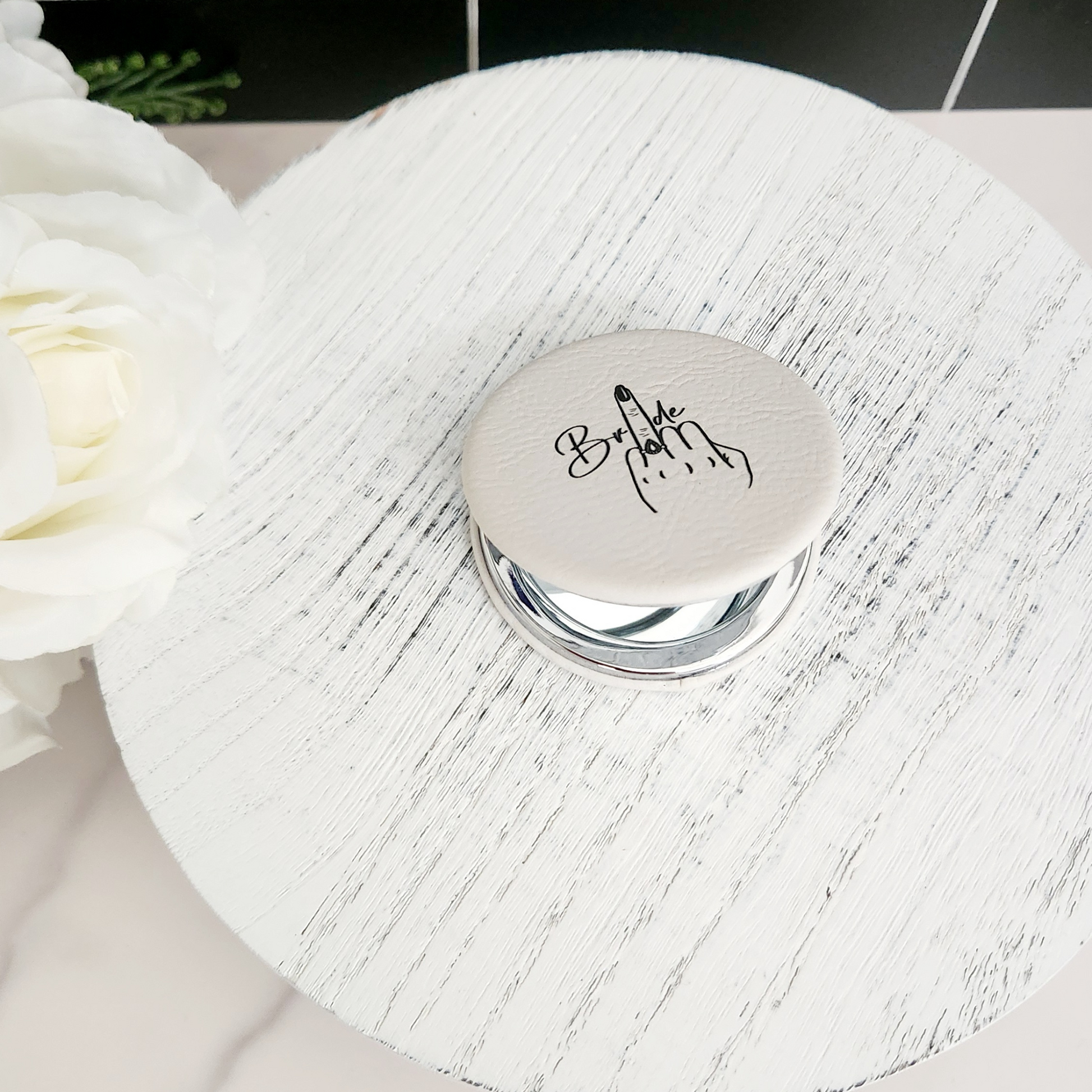 Bride Vegan Leather Compact Mirror