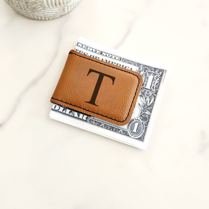 Monogram Leatherette Money Clip