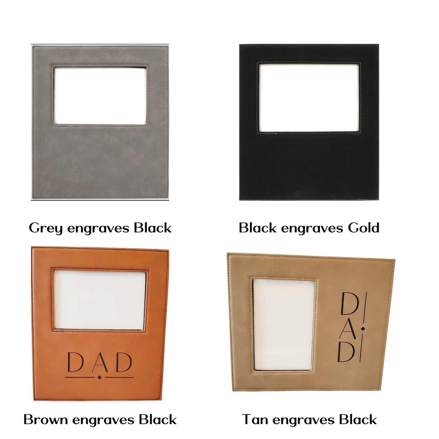 Engraved Dad Leather Picture Fram Color Variations