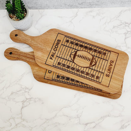 Custom engraved football serving board with team name – tailgate entertaining and fan gift
