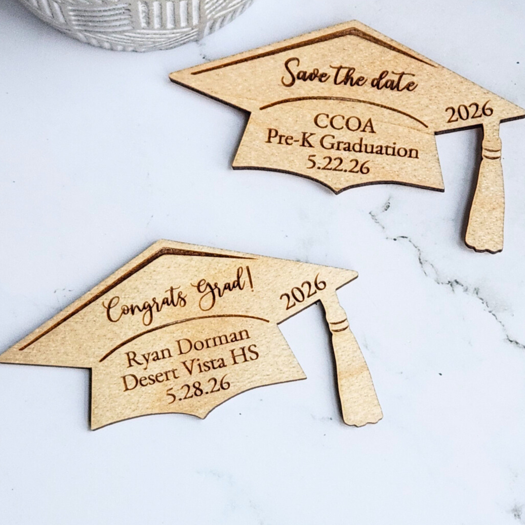 Wooden Engraved Graduation Save the Date Magnet – Sincere Sentiments