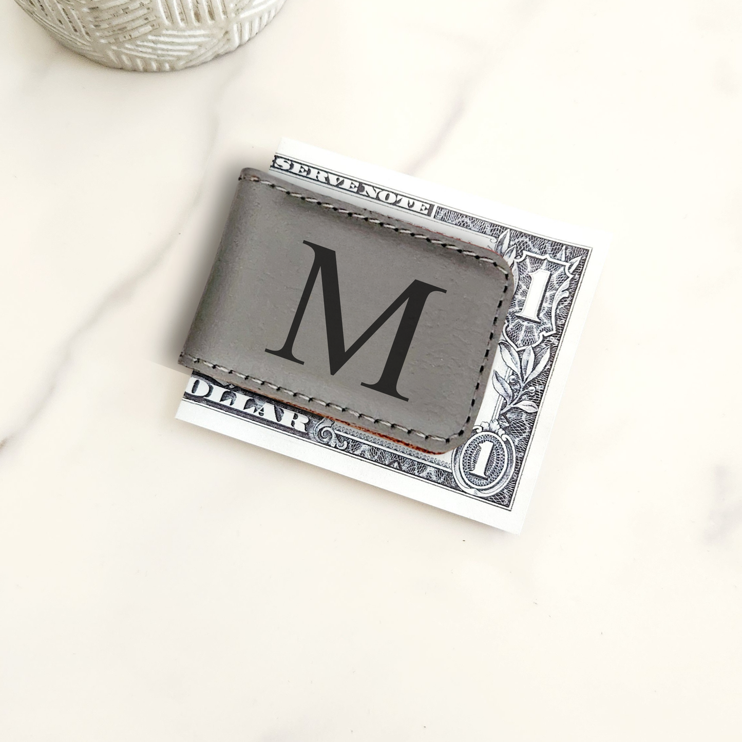 Monogram Leatherette Money Clip