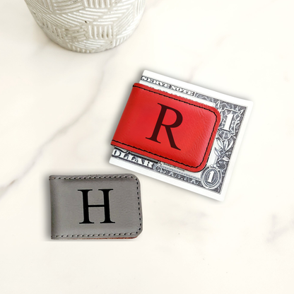 Monogram Leatherette Money Clip
