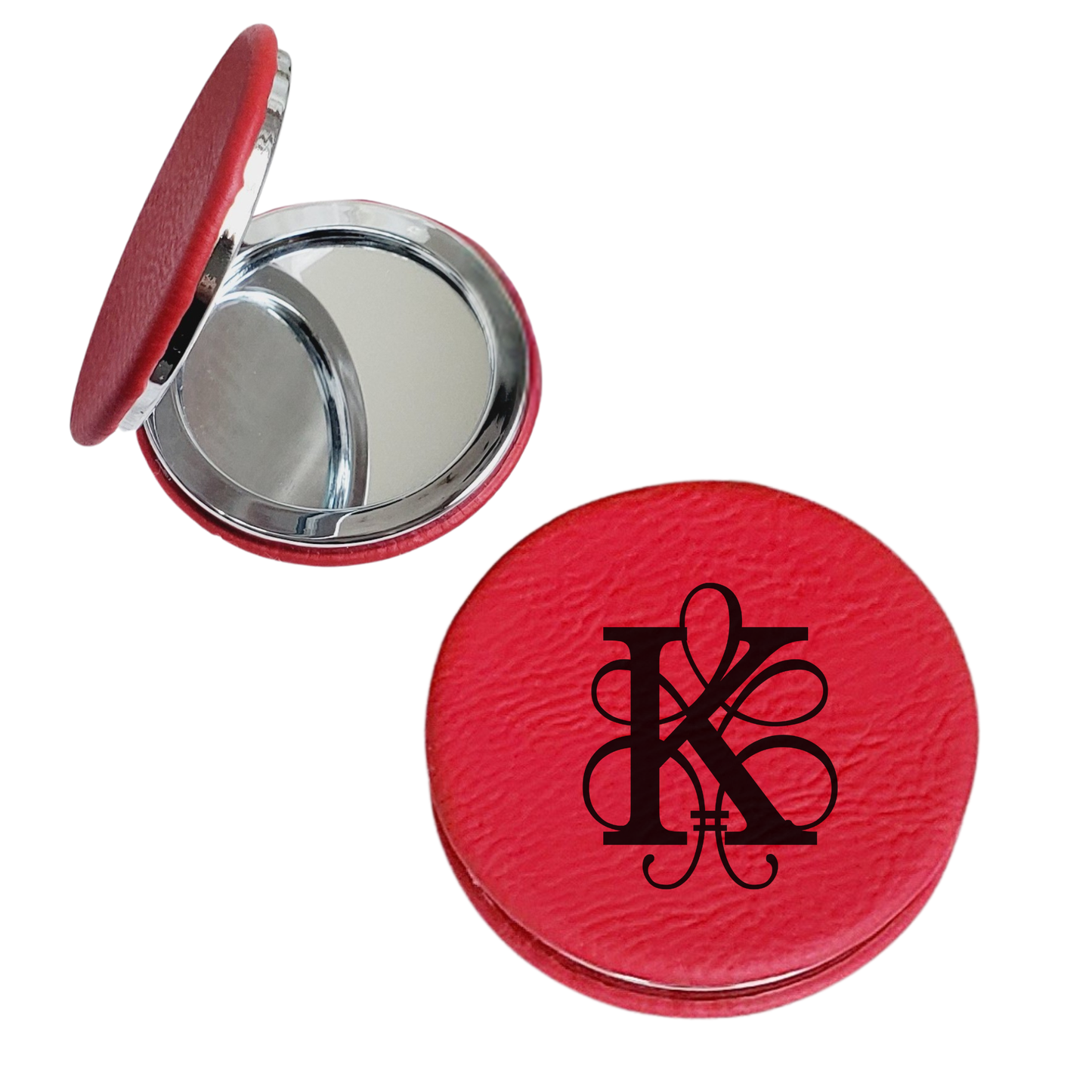 Personalized Engraved Vegan Leather Compact Mirror