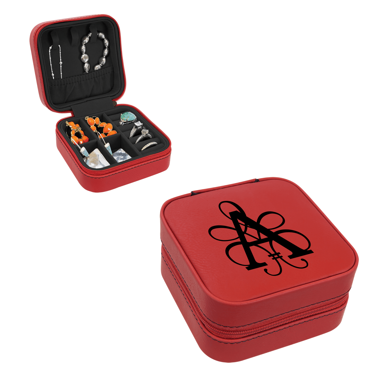 Personalized Engraved Travel Jewelry Case – Vegan Leather