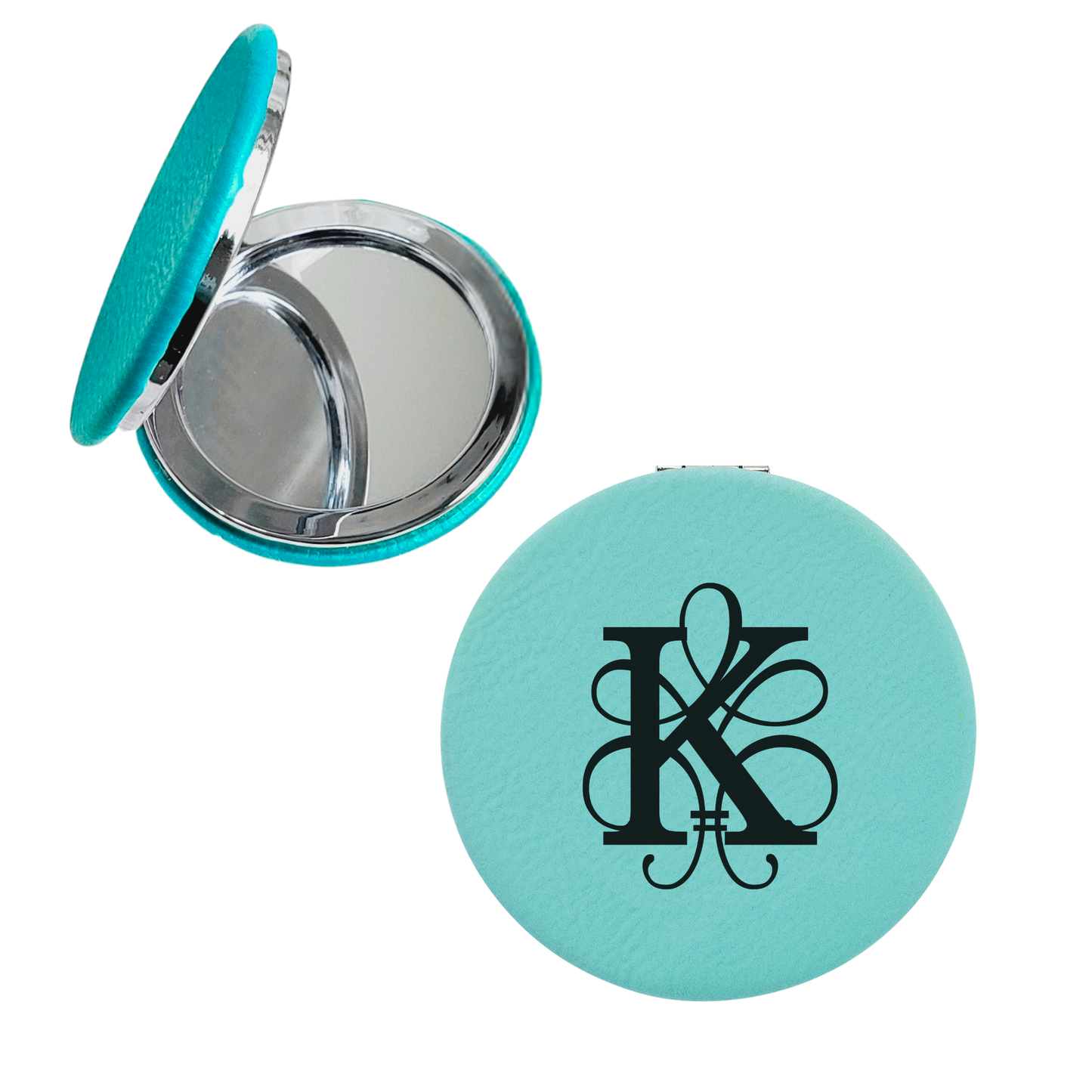 Personalized Engraved Vegan Leather Compact Mirror