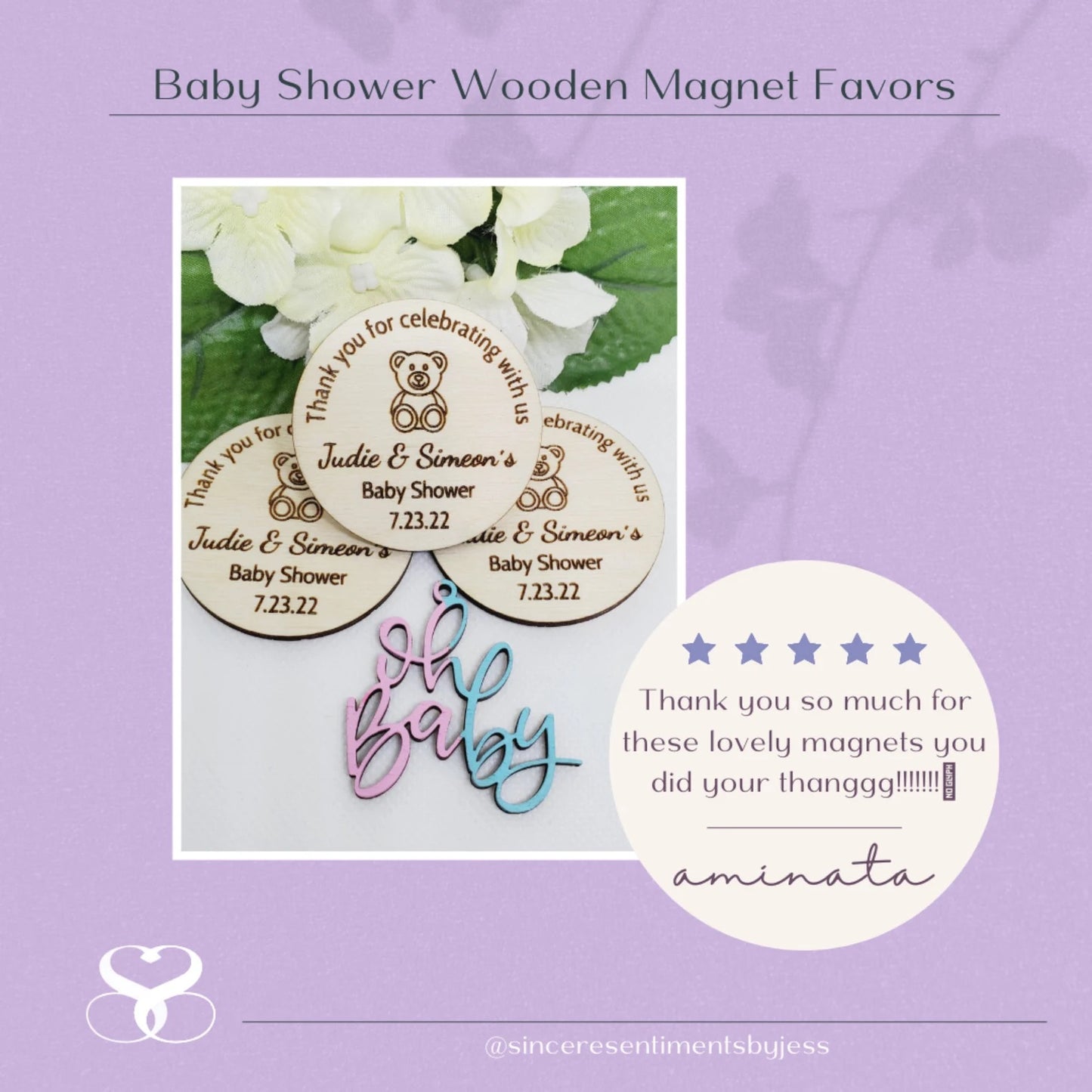 testimonial for Personalized Baby Name Engraved Baby Shower Party Favor Magnets