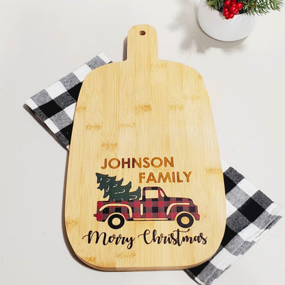 Personalized Merry Christmas Red Truck Serving Board