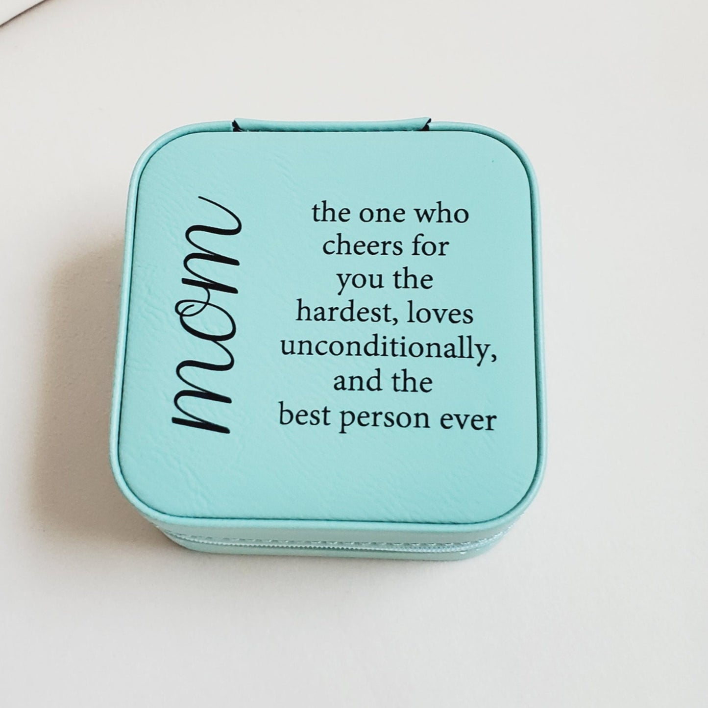Mom Engraved Vegan Leather Travel Jewelry Box
