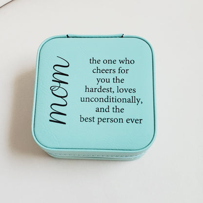 Mom Engraved Vegan Leather Travel Jewelry Box