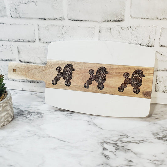 Poodle Marble and Acacia Wood Charcuterie Board SG Rho