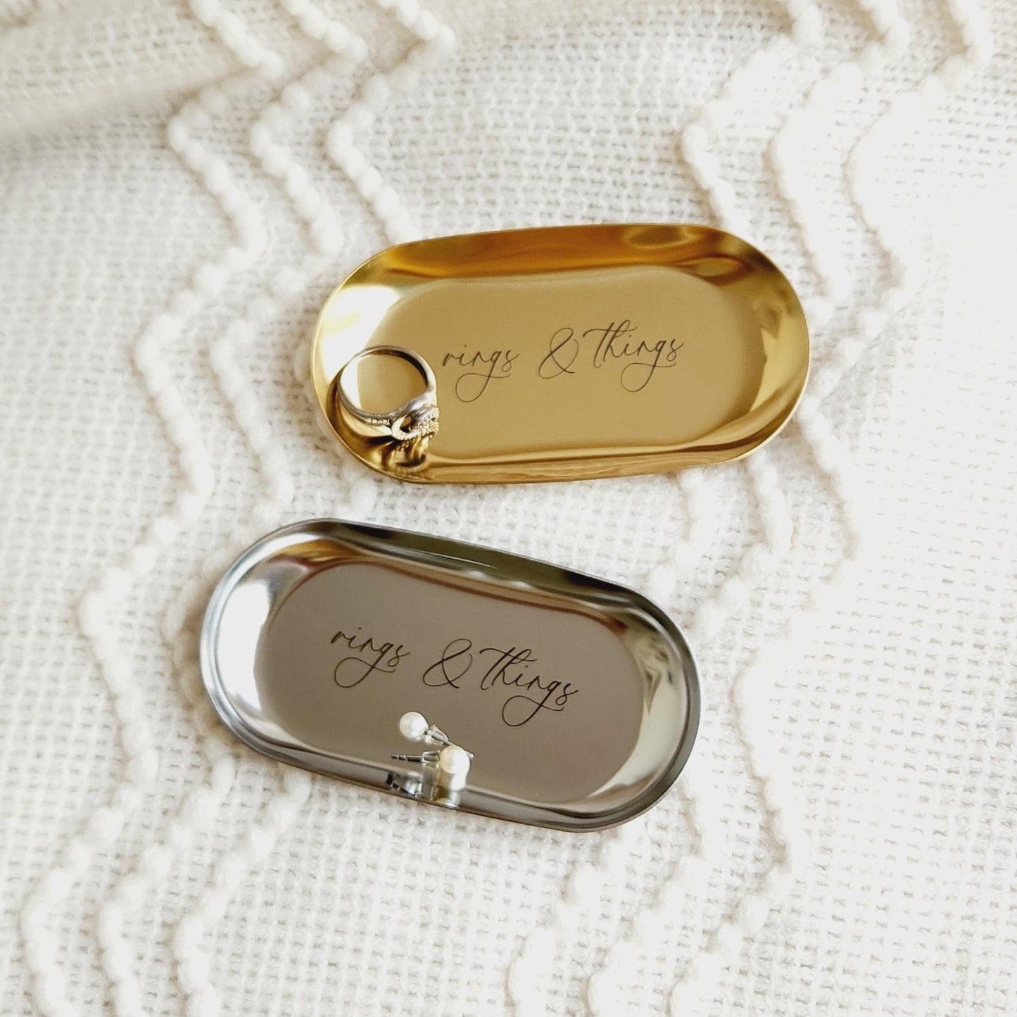 Custom Message Mini Oval Jewelry Ring Dish