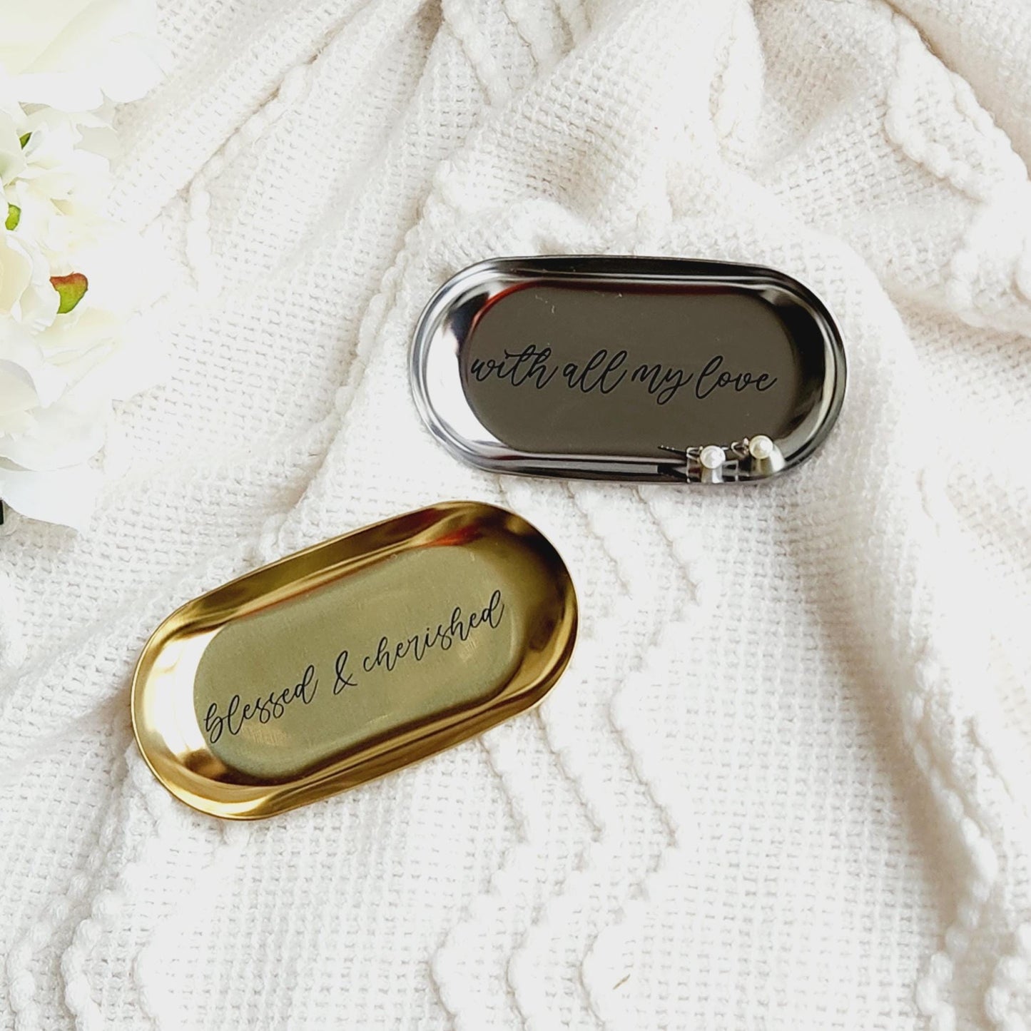 Custom Message Mini Oval Jewelry Ring Dish