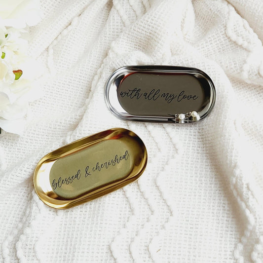 Custom Message Mini Oval Jewelry Ring Dish
