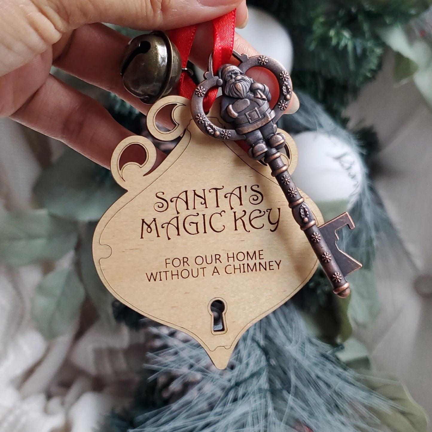 Santa’s Magic Key Christmas Wooden Ornament