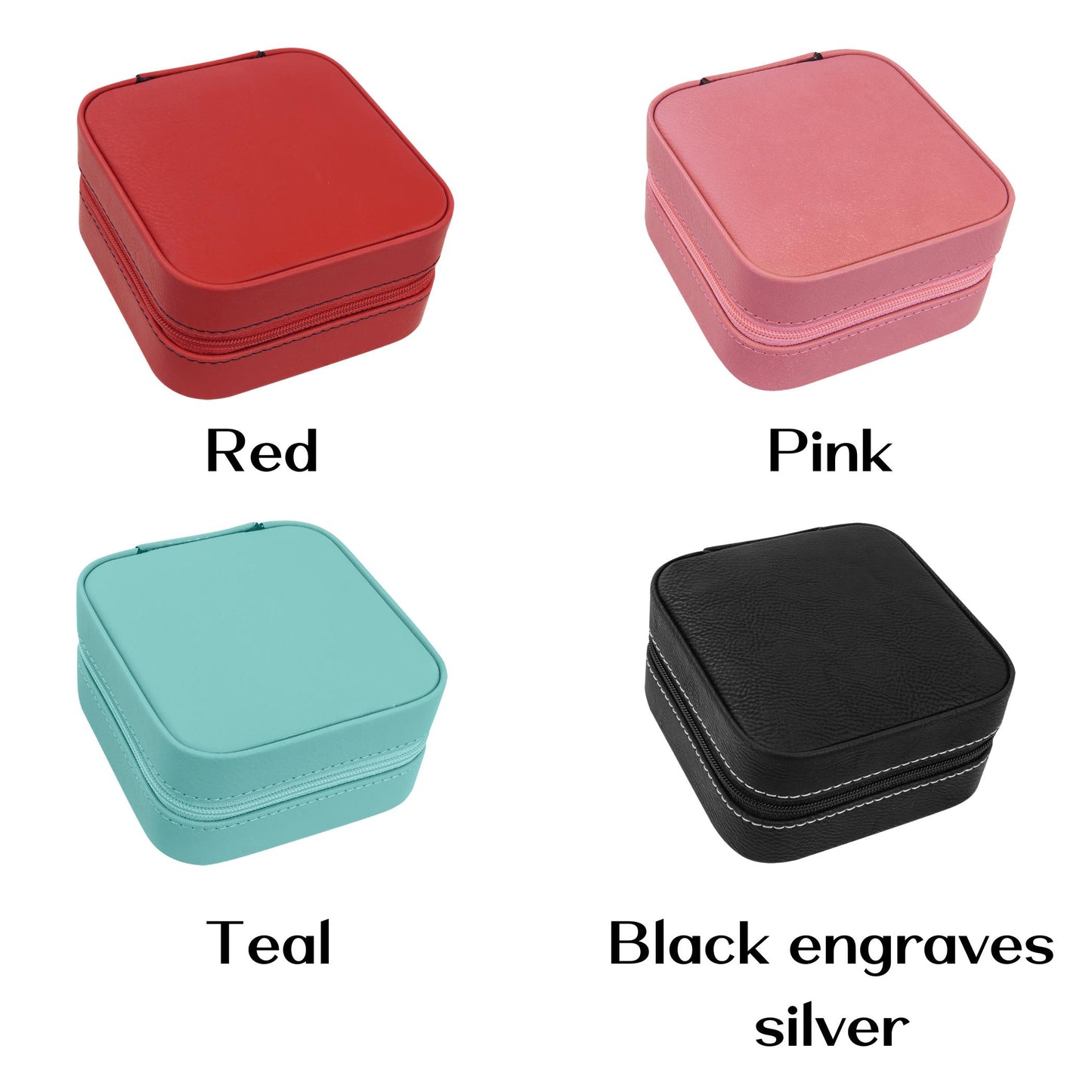Initial Engraved Vegan Leather Travel Jewelry Box