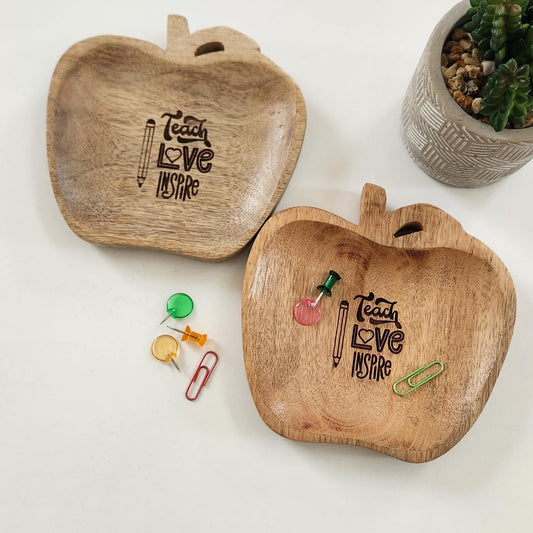 Wooden Apple Jewelry Ring Dish